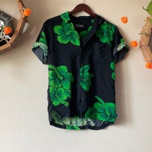 Green and Black Hawaiian Shirt